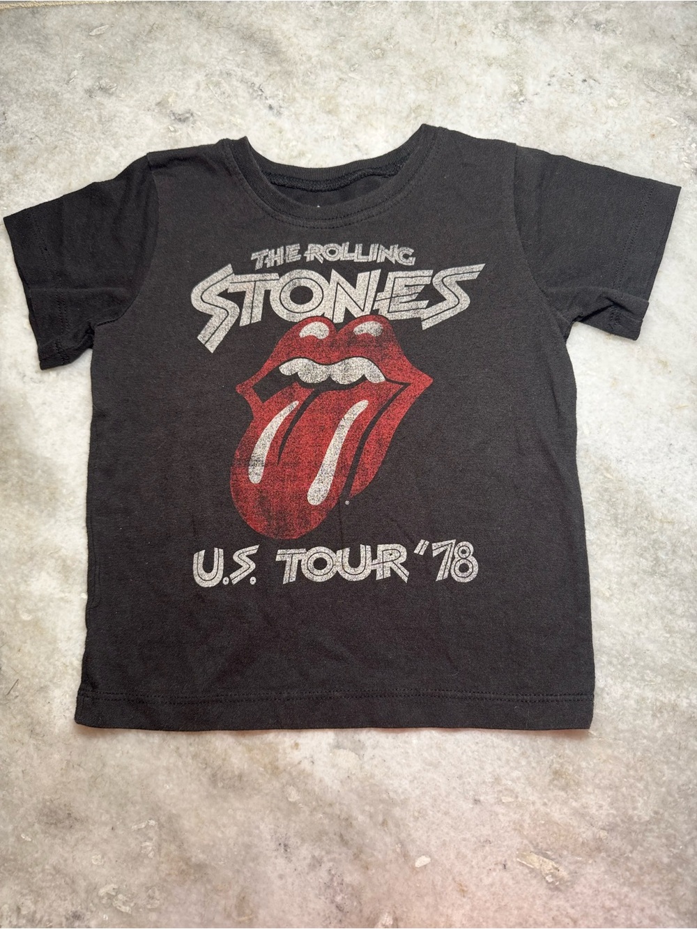 the Rolling Stones Black Kids' Short Sleeve Tour '78 Tee with Red Logo